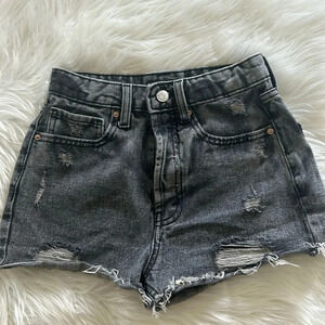 Wild fable black denim shorts size 00 button fly cotton jean shorts